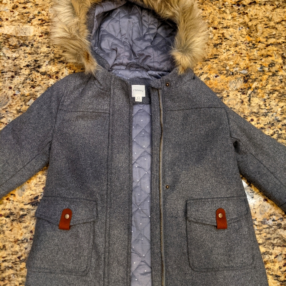 Gray Heavy Coat by Sfera in Spain, kids size 4-5